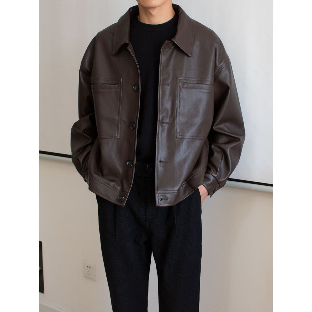 Men's Leather Jacket Retro PU Coat